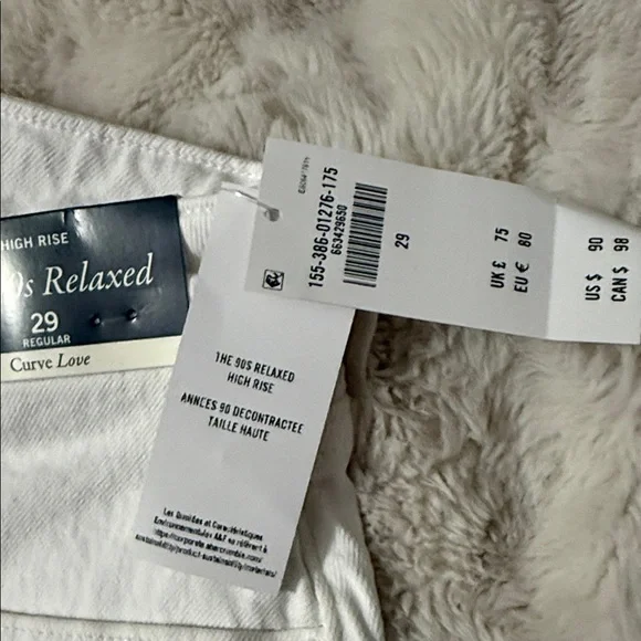 White Denim Jeans- BRAND NEW W TAGS ABERCROMBIE 90'S RELAXED HIGH RISE CURVE LOV - Picture 6 of 14